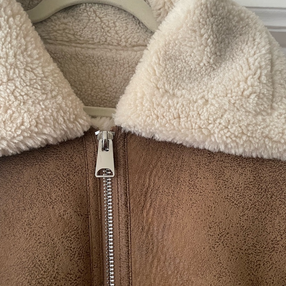 Mango Shearling-Lined Leather-Effect Jacket - image 6